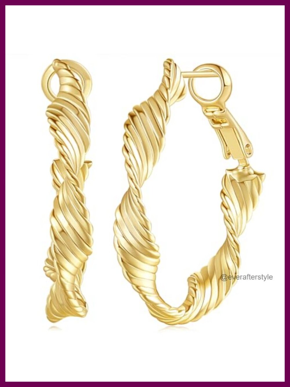 14K Gold Plated Hoop Earrings for Women Paddle Back Large Twisted Chunky